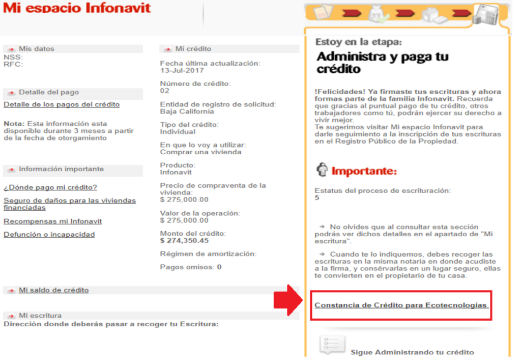 Descargar vale de ecotecnologías Mi espacio infonavit